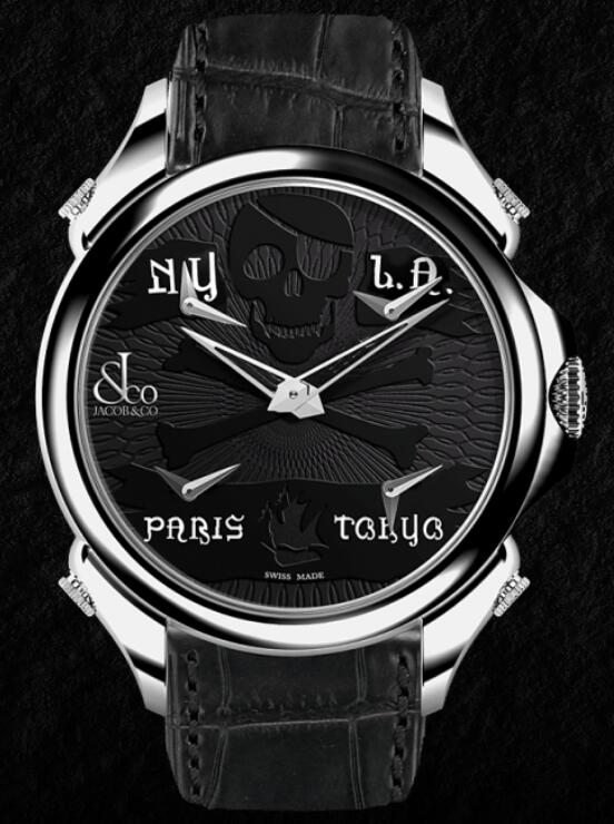 Jacob & Co PALATIAL FIVE TIME ZONE PIRATE STEEL PZ500.10.NS.NP.A Replica watch